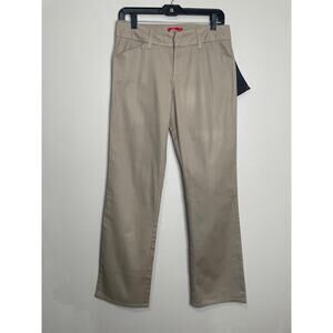 NWT Dickies Girl Kaki College Pant Stretchy Cotton High Rise Boot Cut 7